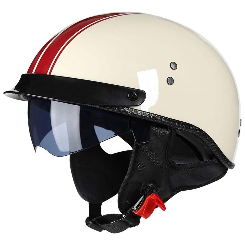 Motorrad Jethelm Mit Visier, Halbhelm Retro Motorradhelm, Für Bike Cruiser Chopper Moped Scooter Offenem Herren Und Damen Helm DOT/ECE-Zertifizierung von MKDSUH