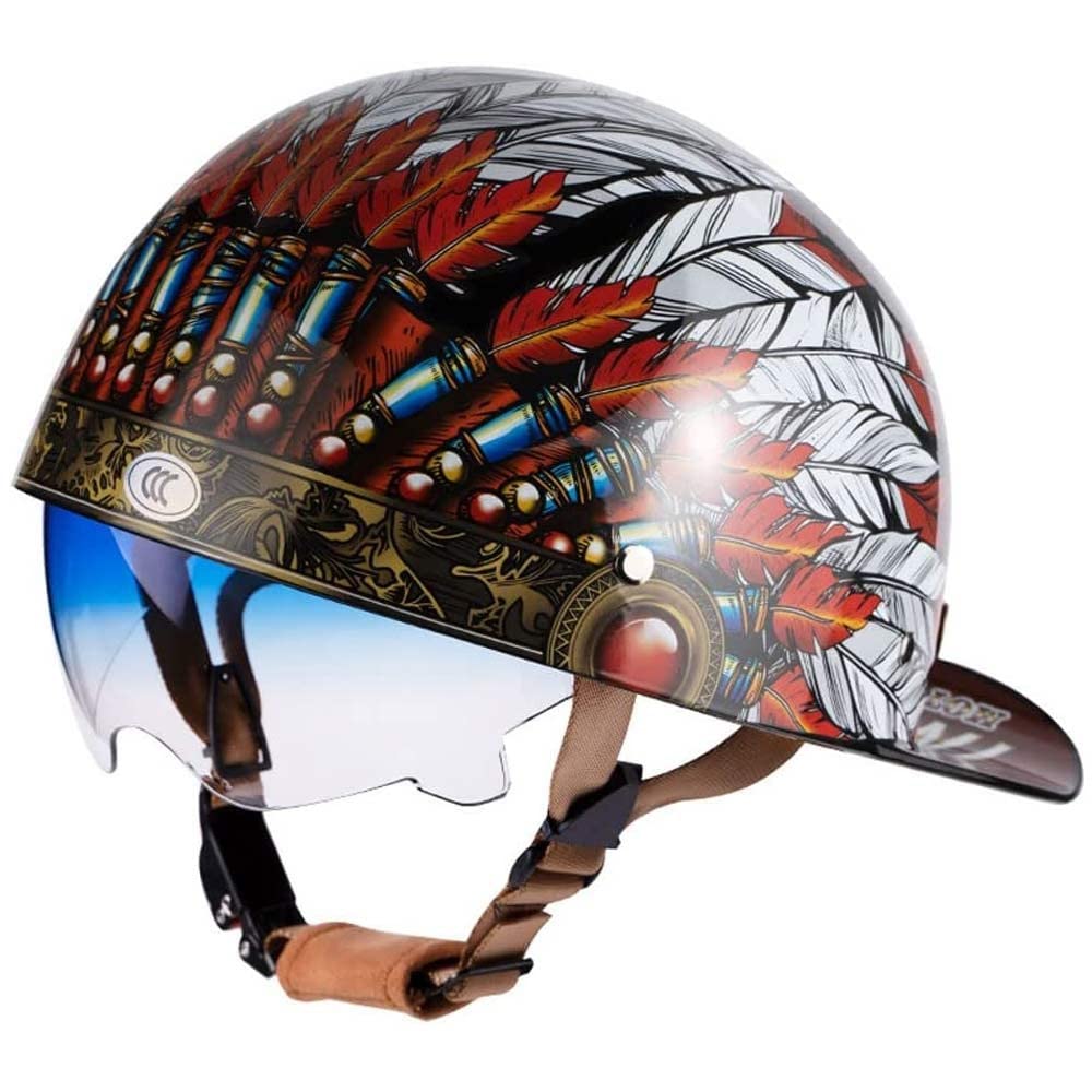 Motorrad Half Shell Half Helm, Baseball Cap Motorrad Helm Cruiser Chopper Scooter Helm Für Fahrrad Moped ECE Zulassung von MKDSUH