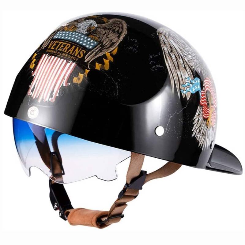 Motorrad Half Shell Half Helm, Baseball Cap Motorrad Helm Cruiser Chopper Scooter Helm Für Fahrrad Moped ECE Zulassung von MKDSUH