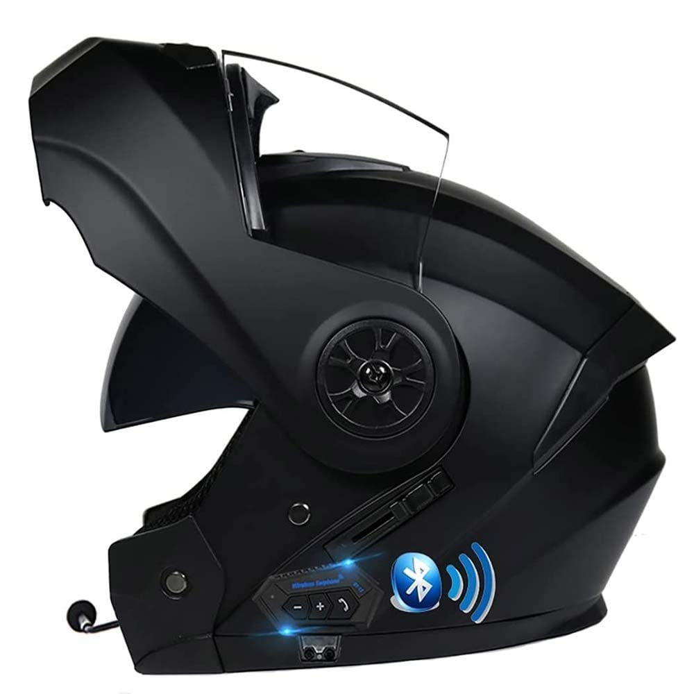 MotorradHelm Klapphelm Mit Bluetooth Modularer Doppel-Sonnenvisier-Vollhelm Unisex Helm,Installationsfreies Integriertes Kommunikationssystem, DOT/ECE ZertifizierterHelm von MKDSUH