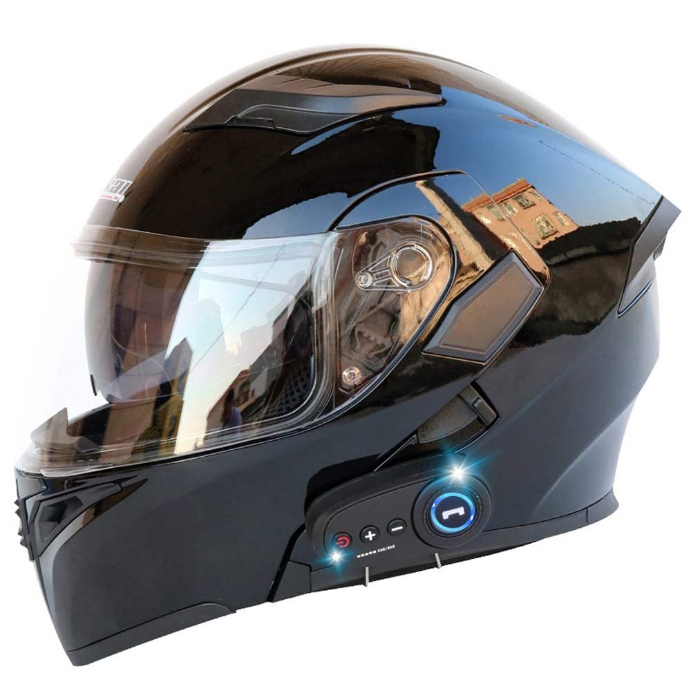 Motorradhelm Mit Bluetooth Integriert Klapphelm, ECE Zertifiziert Integralhelm Mit Anti-Fog-Doppelspiegel Für Erwachsene Damen Und Herren M~XXL von MKDSUH
