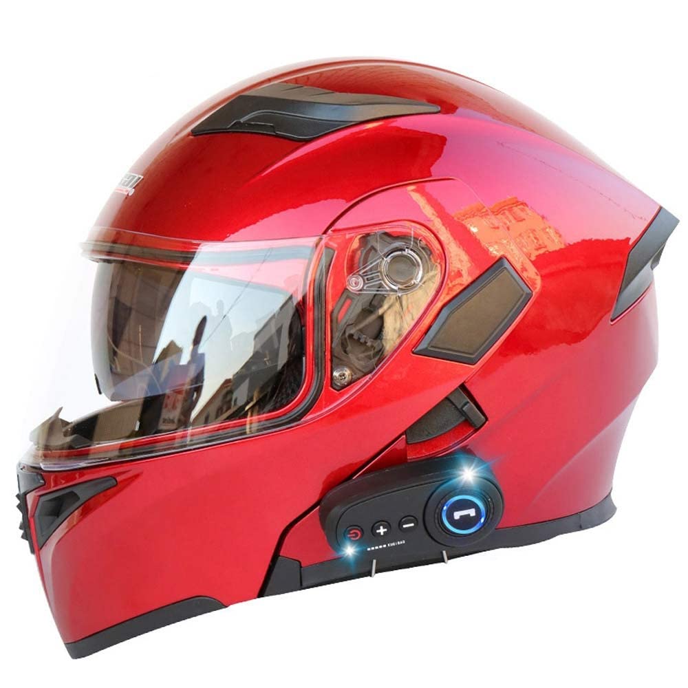 Motorradhelm Mit Bluetooth Integriert Klapphelm, ECE Zertifiziert Integralhelm Mit Anti-Fog-Doppelspiegel Für Erwachsene Damen Und Herren M~XXL von MKDSUH