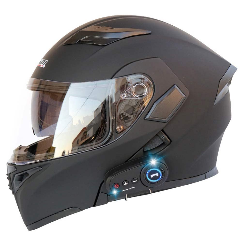 Motorradhelm Mit Bluetooth Integriert Klapphelm, ECE Zertifiziert Integralhelm Mit Anti-Fog-Doppelspiegel Für Erwachsene Damen Und Herren M~XXL von MKDSUH