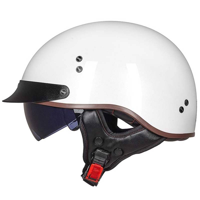 Halbschalenhelm mit ECE, Retro Motorrad Jethelm Chopper Helm mit Sonnenblende Für Erwachsene Männer Und Frauen Cruiser Moped Scooter ATV M~XXL von MKDSUH