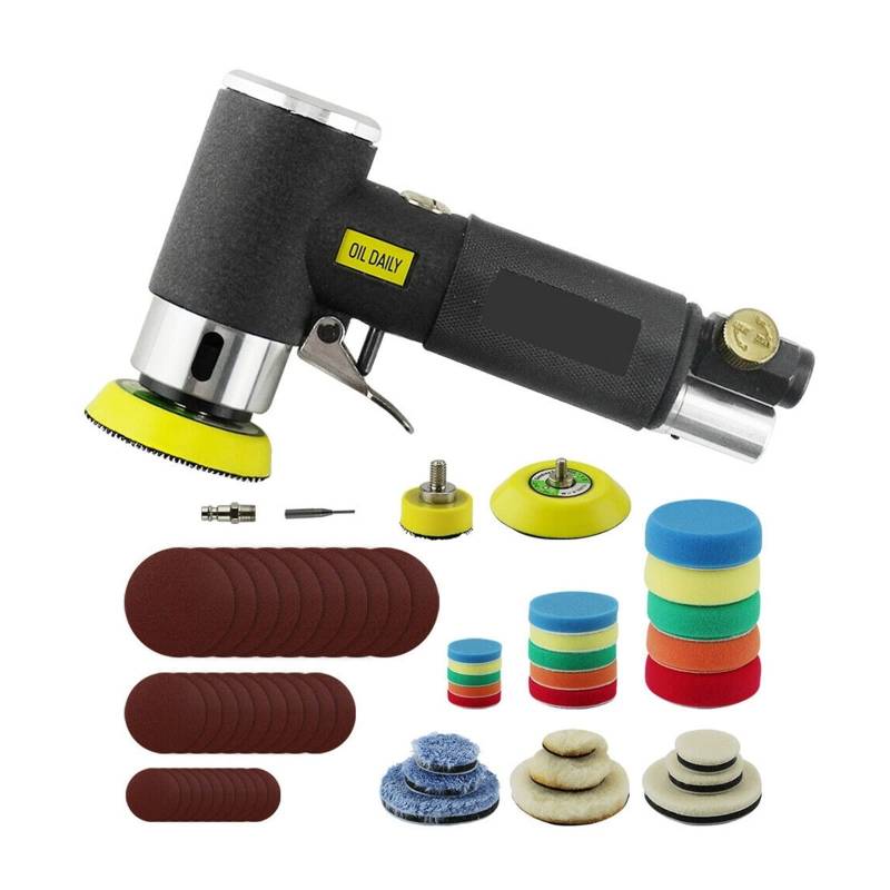 Handluftschleifer Mini Pneumatisches 1 Zoll / 2 Zoll / 3 Zoll Schleifmaschine Set for Auto Polieren Hochgeschwindigkeits-luftbetriebenes Polierer-Luftwerkzeug Industrielle Poliermaschine(SET C) von MKHFP