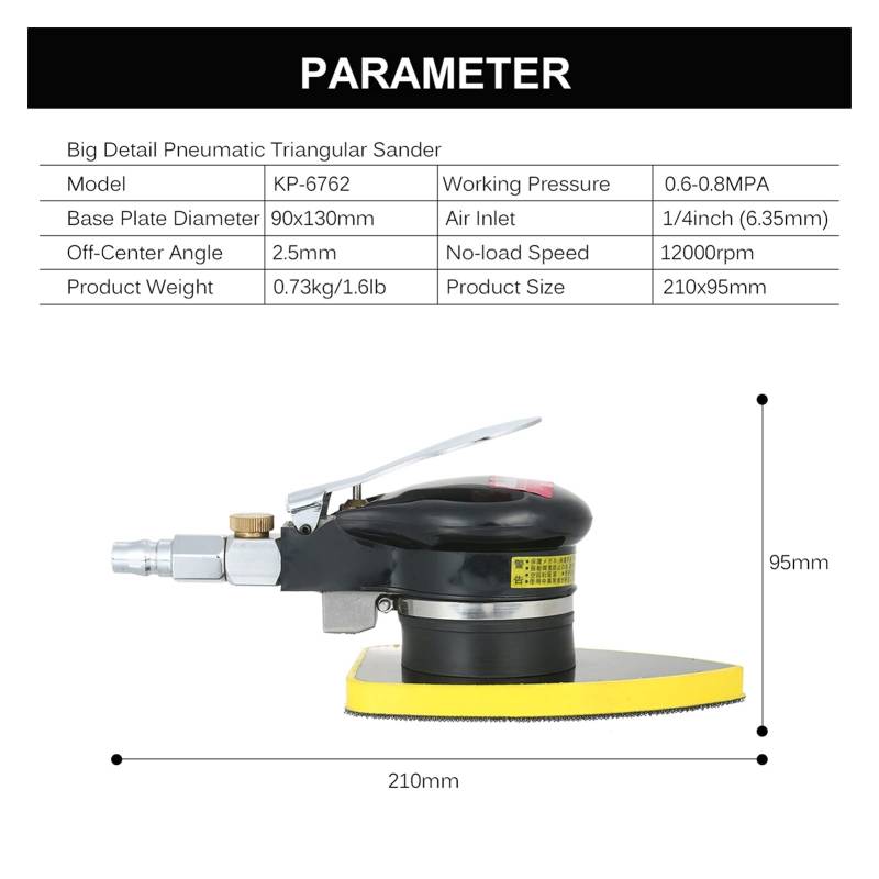 Pneumatische zufällige Orbit Sander Sander Sander Polierer Palm Sander for Auto Paint Care Rost Entfernen Holzschleifer 100x110mm Industrielle Poliermaschine(90x130mm) von MKHFP