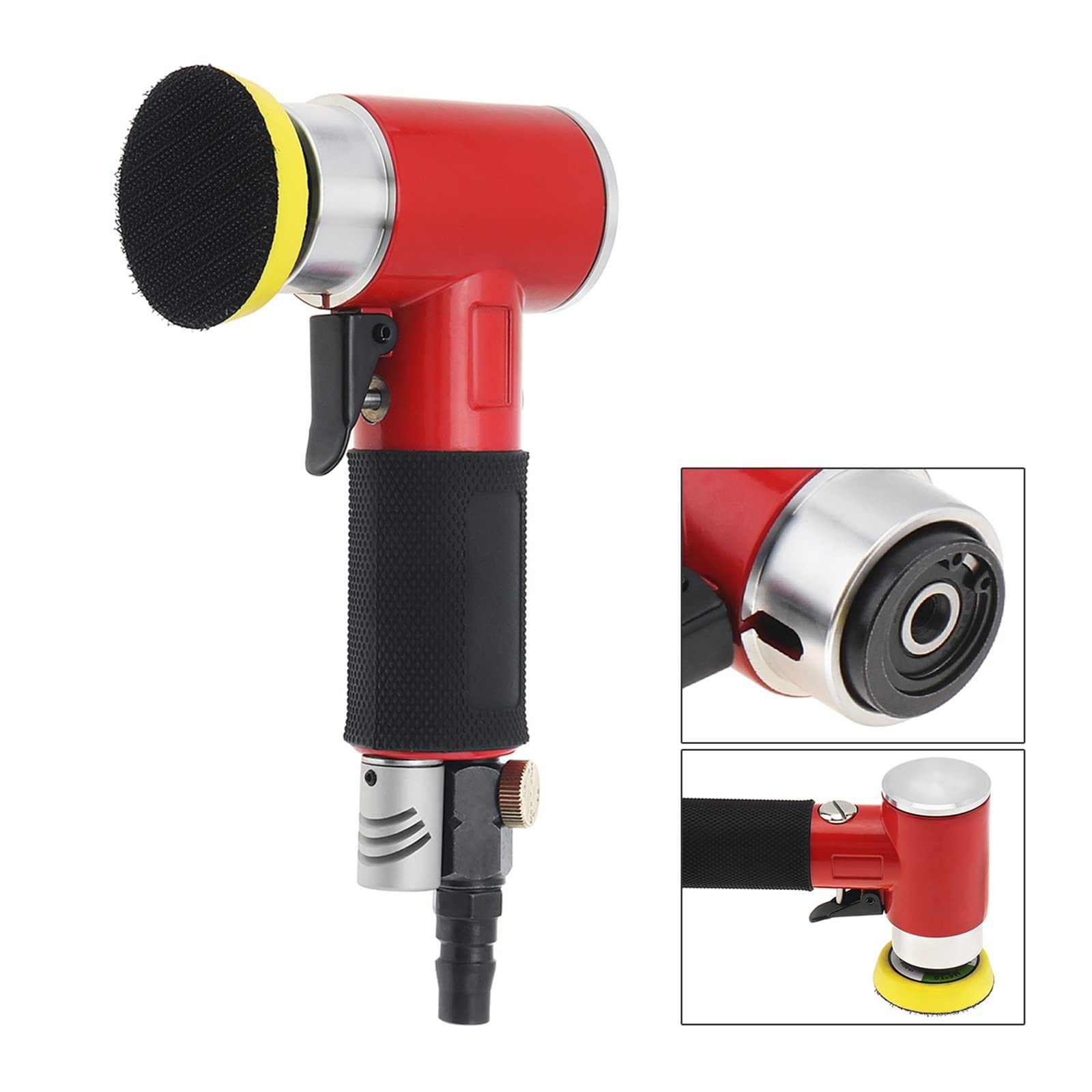 Random Orbital Air Sander, pneumatische Exzenter-Schleifmaschine mit Druckschalter und Schleifteller for Polieren/Schleifen Industrielle Poliermaschine von MKHFP