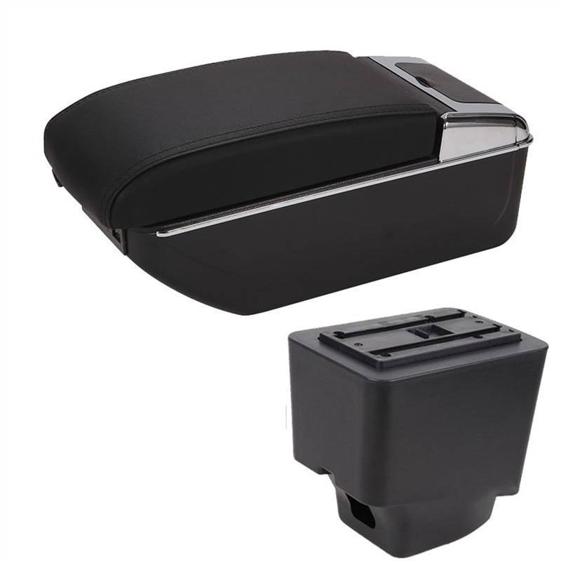 Auto Armlehnen Kompatibel Mit Captur Für Kaptur 2009-2021 Auto-Armlehnenbox Zentrale Aufbewahrungsbox Drehbare Aufbewahrung Mit Aschenbecher, Getränkehalter, USB-Schnittstellenzubehör(D style black li von MKKDYC