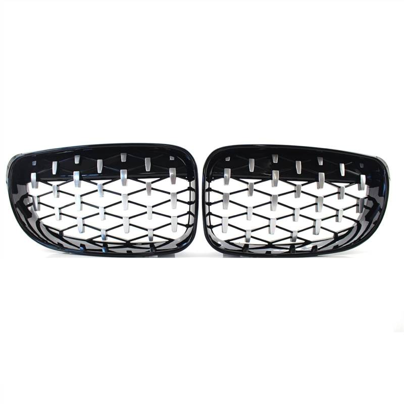 Kühlergrill vorne Kompatibel Mit 1er Für E87 E81 E82 E88 2007 2008 2009 2010 2011 2012 Nierengitter Lufteinlass Grill Auto Frontgitter Stoßstange Haube(Silver and Black) von MKKDYC