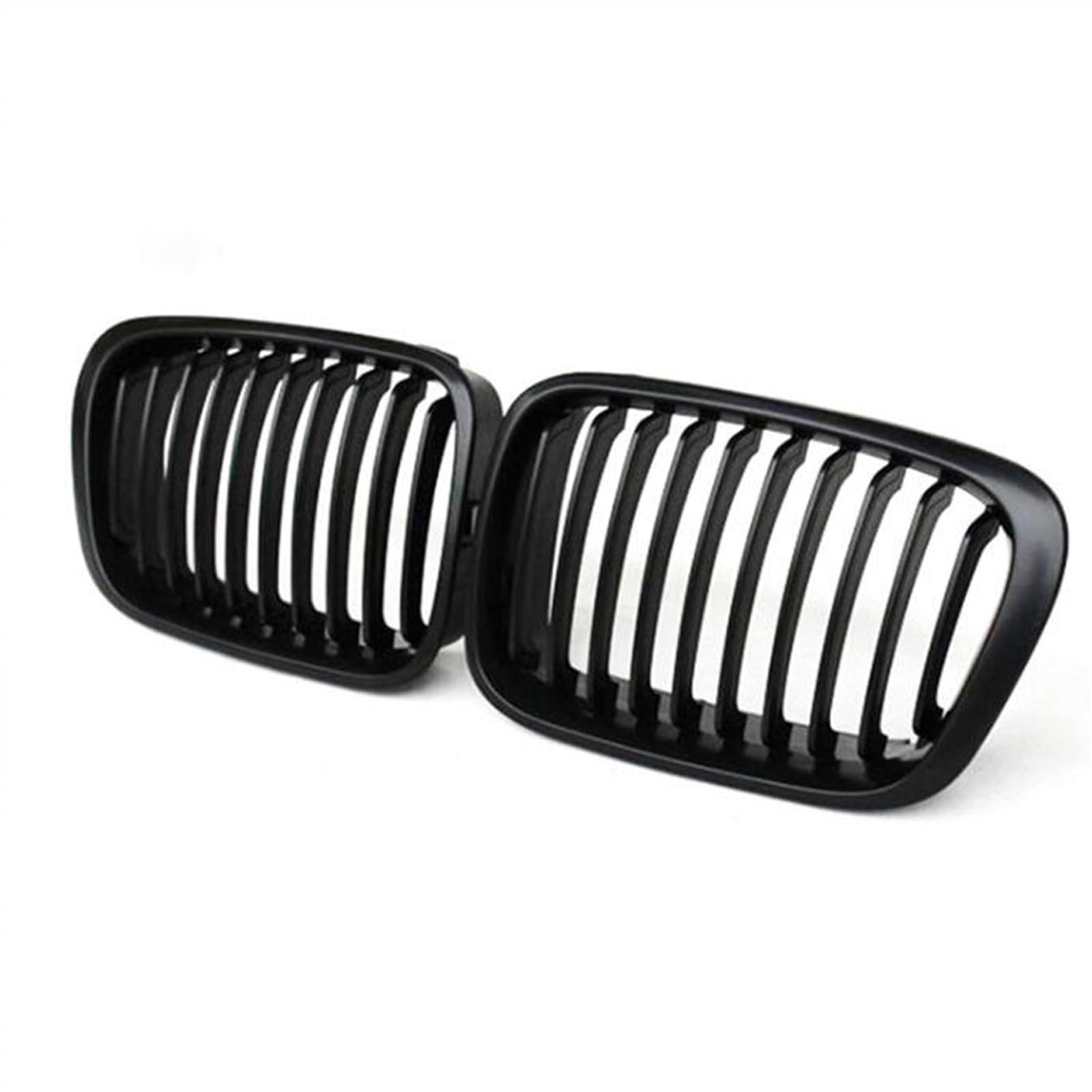 Kühlergrill vorne Kompatibel Mit E46 4 Türer 1998 1999 2000 2001 Auto-Doppellamellen-Grill-Stoßfänger-Hauben-Abdeckungs-Front-Nieren-Grill-Lufteinlass-Grill-oberer Grill(Matte Black) von MKKDYC