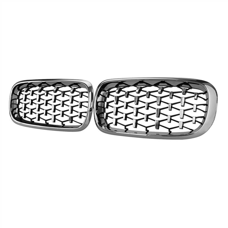 Kühlergrill vorne Kompatibel Mit F15 F16 X5 X6 2014 2015 2016 2017 2018 Auto Snap-on Front Nierengitter Obere Grillabdeckung Stoßstange Haube(All Silver) von MKKDYC