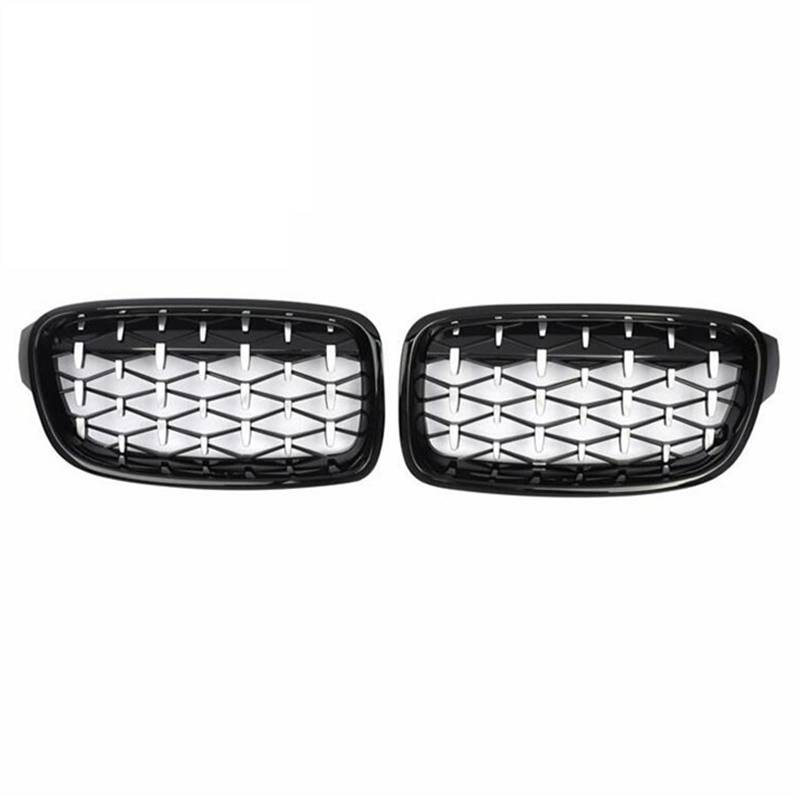 Kühlergrill vorne Kompatibel Mit F30 F35 F31 3er 2012 2013 2014 2015 2016 2017 2018 EIN Paar Nierengitter Frontstoßstange Grillhaube Oberer Grill(Silver and Black) von MKKDYC