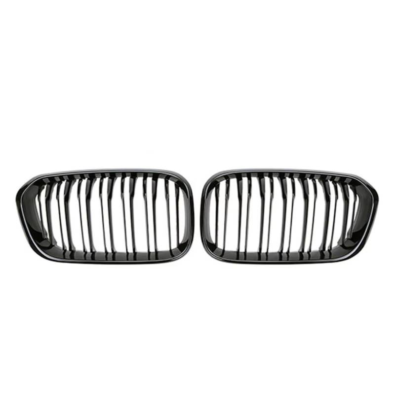 Kühlergrill vorne Kompatibel Mit Für F20 F21 LCI 120i 1Serie 2015 2016 2017 Auto-Frontstoßstange Nierengrills Doppellamellen-Ersatzgrill Renngrill(Glossy Black) von MKKDYC