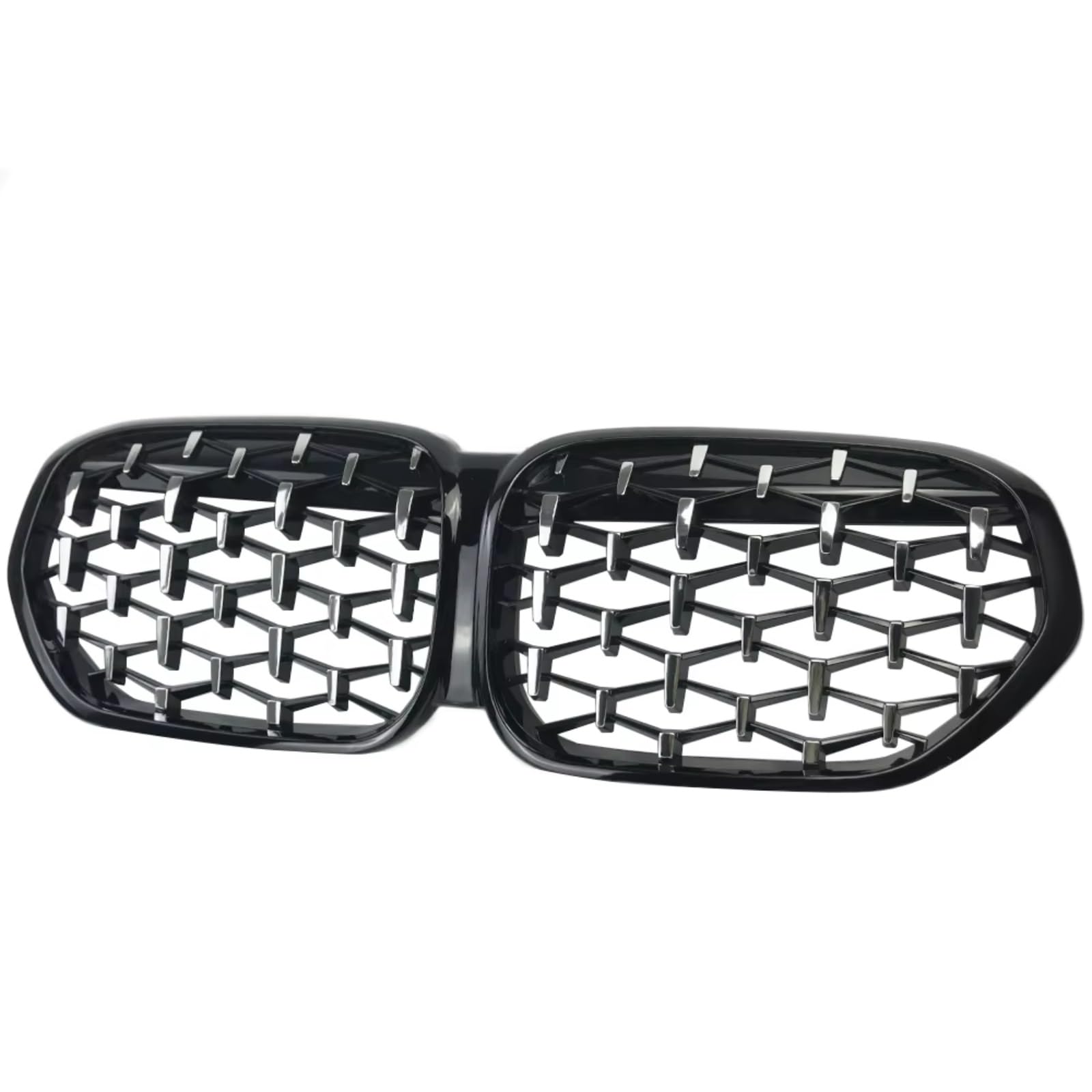 Kühlergrill vorne Kompatibel Mit Für X1 F48 LCI 2020 2021 2022, Autozubehör, Ersatz-Frontnieren-Stoßstangengrill, Diamant-Style-Grills, Renngrills(Black+Silver) von MKKDYC