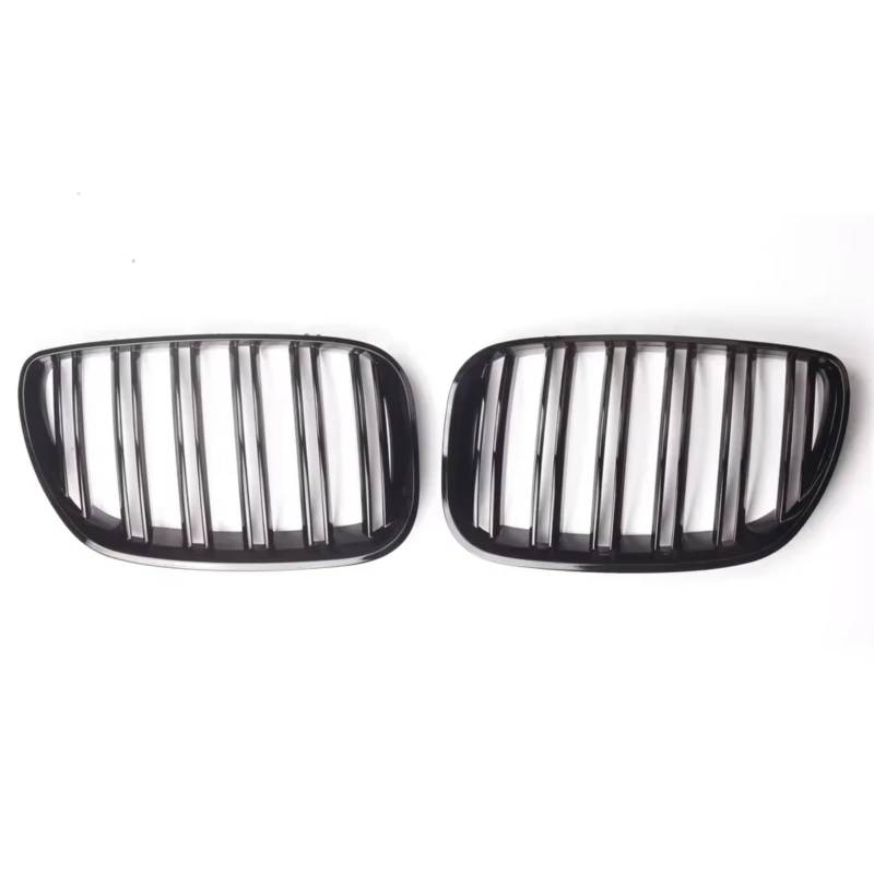 Kühlergrill vorne Kompatibel Mit Für X5 E53 2004 2005 2006, Schwarz Glänzend, Doppellinien-Gitter Vorne, Nieren-Stoßstangen-Haubengrill, 51137113733, 51137113734 von MKKDYC