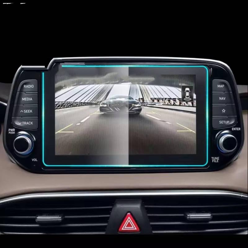 MKKDYC Kompatibel Mit Hyundai Für Santa Fe 2018 2019 2020. 1 Stück Transparente Schutzfolie Aus Gehärtetem Glas Für Auto-GPS-Navigation(176X99mm) von MKKDYC