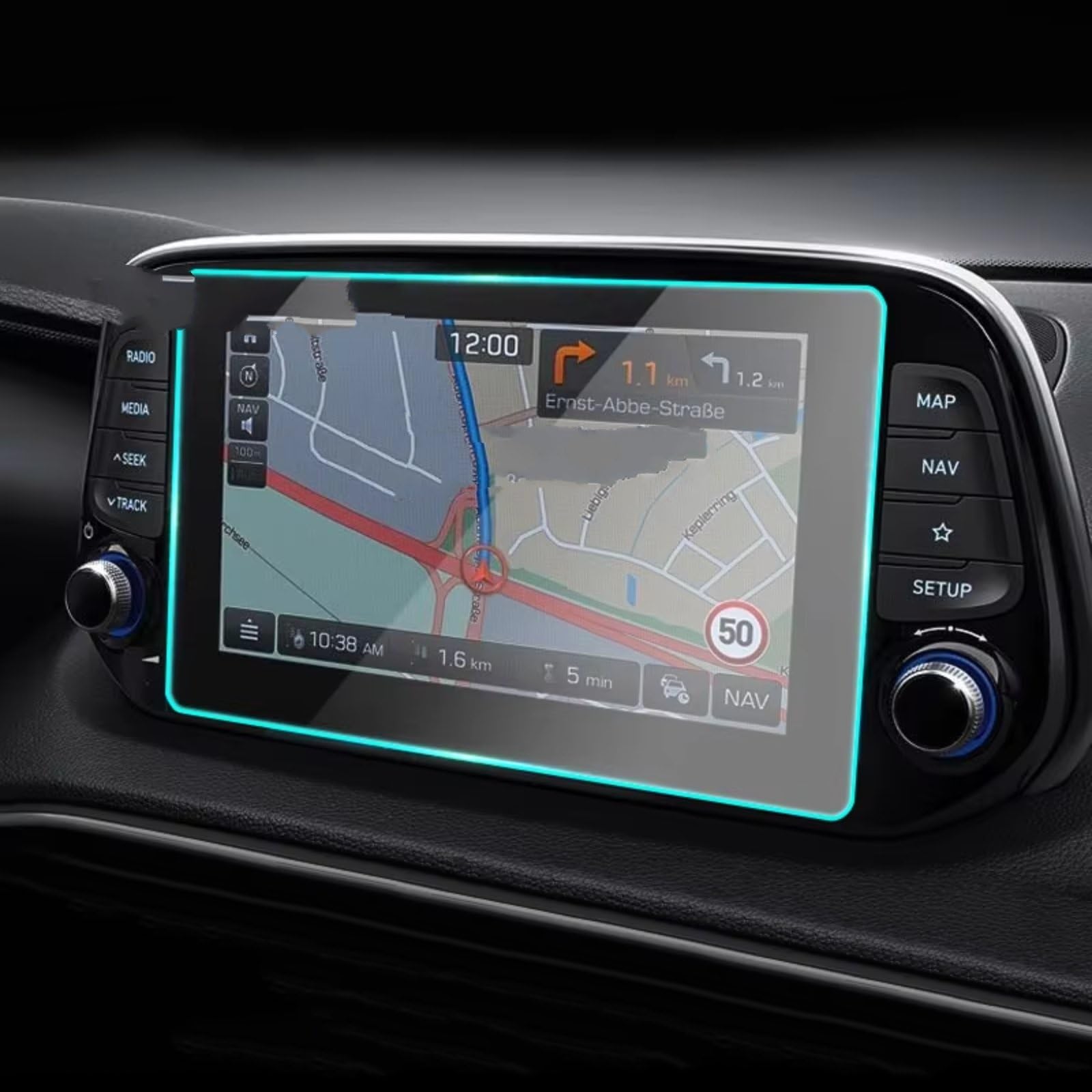 MKKDYC Kompatibel Mit Hyundai Für Santa Fe 2018 2019 2020. 1 Stück Transparente Schutzfolie Aus Gehärtetem Glas Für Auto-GPS-Navigation(207x126mm) von MKKDYC