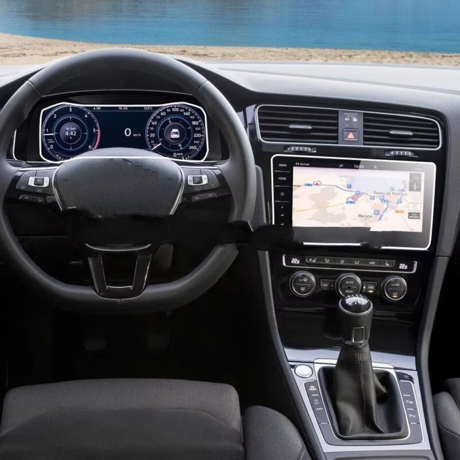 MKKDYC Kompatibel Mit Vw Für Golf 7 2018 2019 2020, 1 Stück, GPS-Navigation, Gehärtetes Glas Für Bildschirmschutz, Armaturenbrett-Zubehör(GPS and Instrument) von MKKDYC