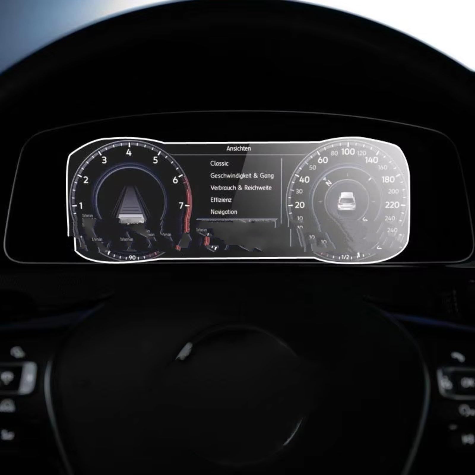 MKKDYC Kompatibel Mit Vw Für Golf 7 2018 2019 2020, 1 Stück, GPS-Navigation, Gehärtetes Glas Für Bildschirmschutz, Armaturenbrett-Zubehör(for Instrument) von MKKDYC