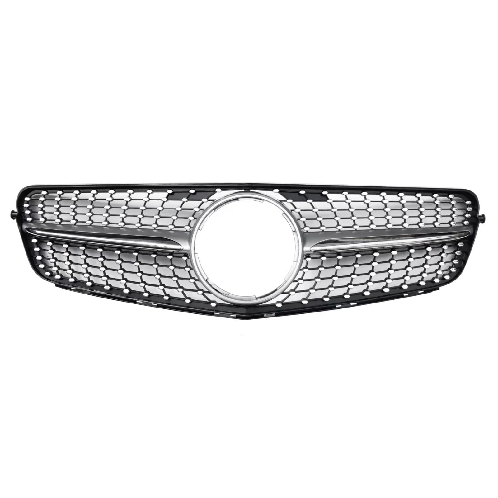 MKKDYC Kühlergrill vorne Kompatibel Mit Benz Für W204 C-Klasse 2007–2014 Für C180 C200 C250 C300 C350. Auto-Frontstoßstangengitter Im Diamant-Stil, Racing-Grill-Ersatz(Silver,Diamonds) von MKKDYC