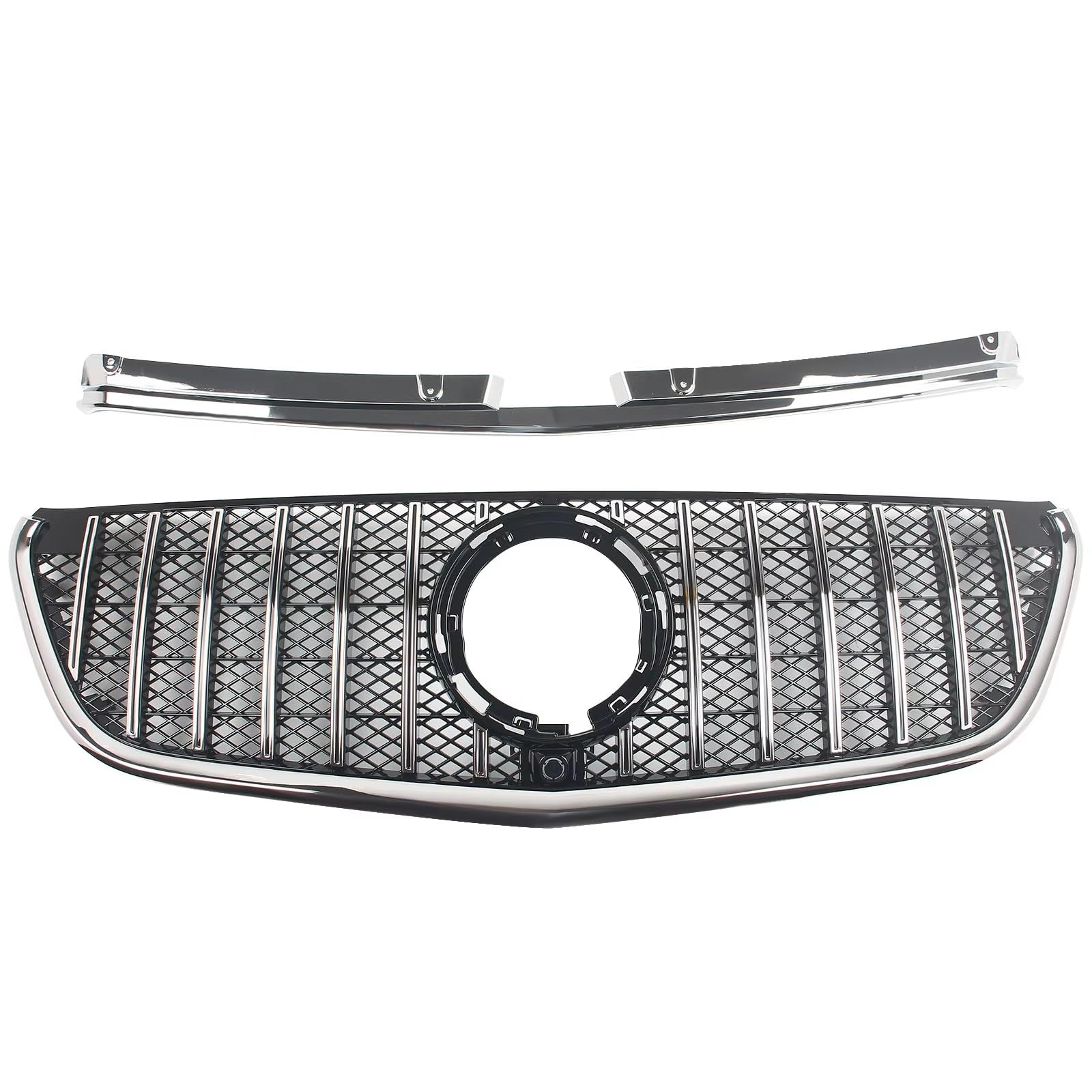 MKKDYC Kühlergrill vorne Kompatibel Mit Benz Für W447 Für Vito 2021 2022 2023, Auto-Frontstoßstangengrill, Kühlereinlassgrill, GT-Stil-Grill Mit Kameraloch, Frontgrill(Silver) von MKKDYC