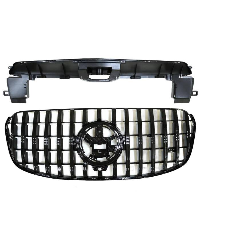 MKKDYC Kühlergrill vorne Kompatibel Mit Benz Für X167 GLS-Klasse GLS450 GLS500 GLS580 2024 Frontgrill Racing Grill GT-Stil Auto Obere Stoßstangenhaube Mesh Grid Grille(Black) von MKKDYC