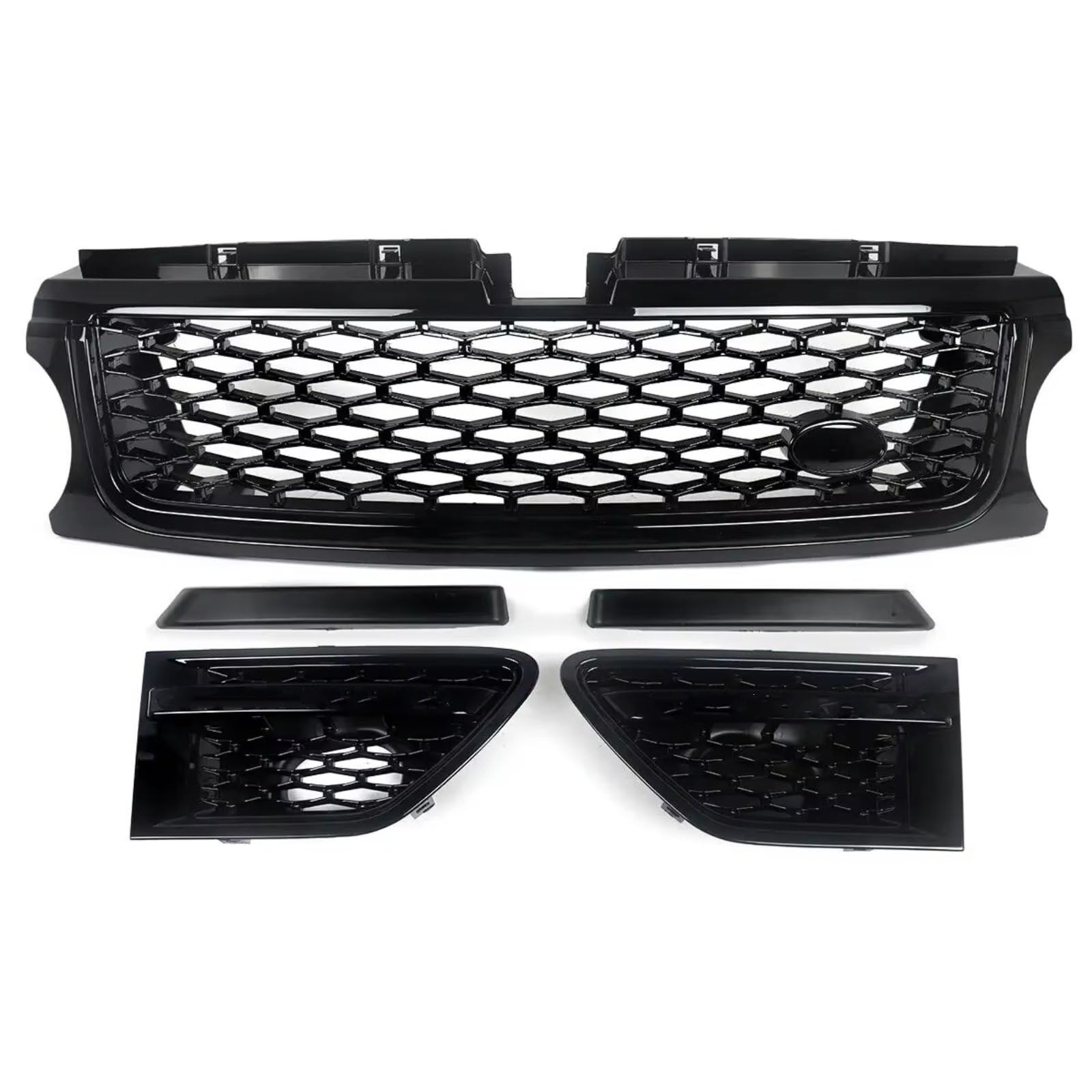 MKKDYC Kühlergrill vorne Kompatibel Mit Land Für Rover Für Range Für Rover Sport 2010 2011 2012 2013 Auto Glänzend Schwarzer Kühlergrill Air Side Vents Grille Frontstoßstangengrill von MKKDYC