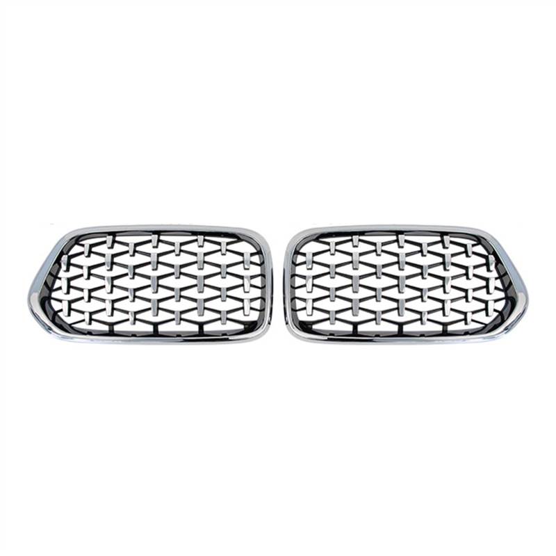 MKKDYC Kühlergrill vorne Kompatibel Mit X2 F39 2018 2019 2020 2021 2022 Auto-Snap-on-Obergrillabdeckung Front-Nierengitter Stoßfängerhaube(All Silver) von MKKDYC