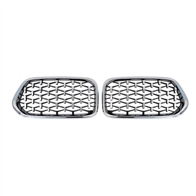 MKKDYC Kühlergrill vorne Kompatibel Mit X2 F39 2018 2019 2020 2021 2022 Stoßfängerhaube Auto Front Niere Grilla Lufteinlass Grill Obere Grillabdeckung(All Silver) von MKKDYC