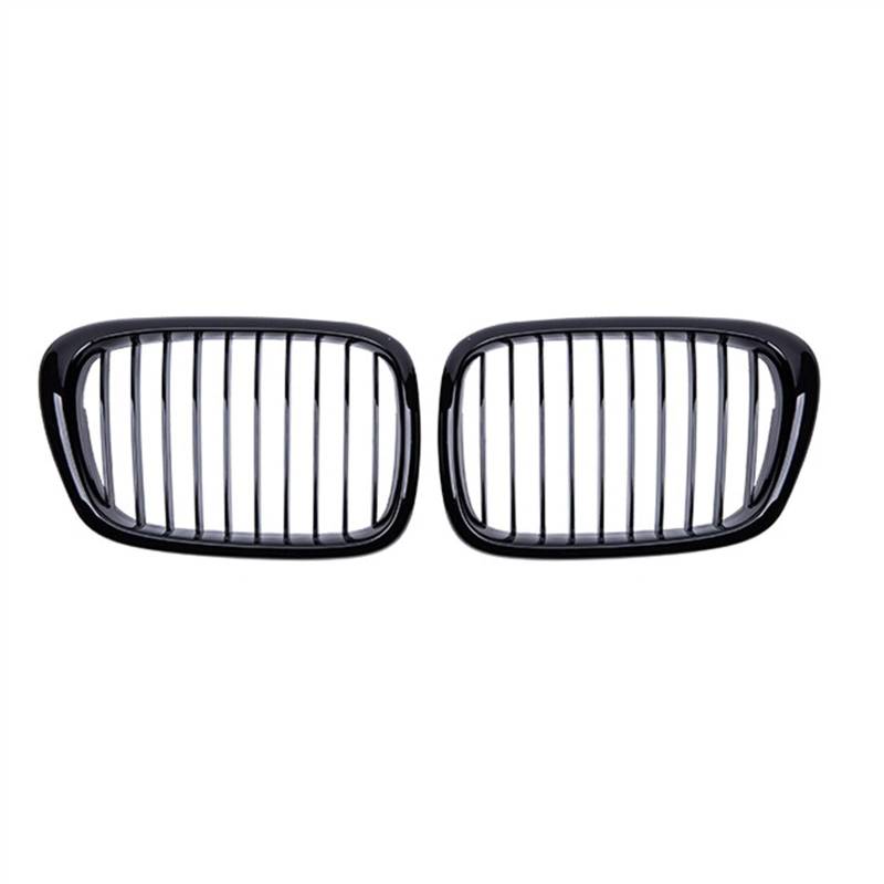 MKKDYC Kühlergrill vorne Kompatibel mit E39 5er 1999 2000 2001 2002 2003 Auto Snap-on Air Intake Grill Front Kidney Grills Obere Grillabdeckung(Gloss Black) von MKKDYC