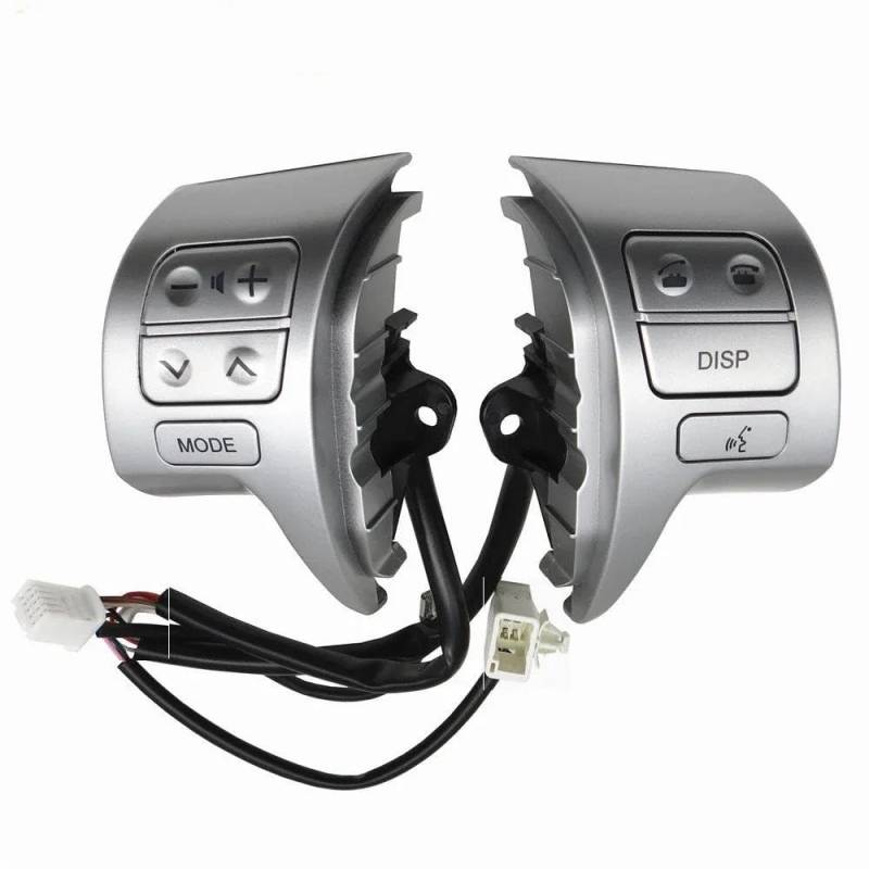 MKKDYC Multifunktions Lenkradtas Kompatibel Mit Peugeot Für 107 Auto Multifunktionslenkrad Audio-Bedienknopf Schalter Tempomat-Schalterknopf 84250-02200(Silver) von MKKDYC