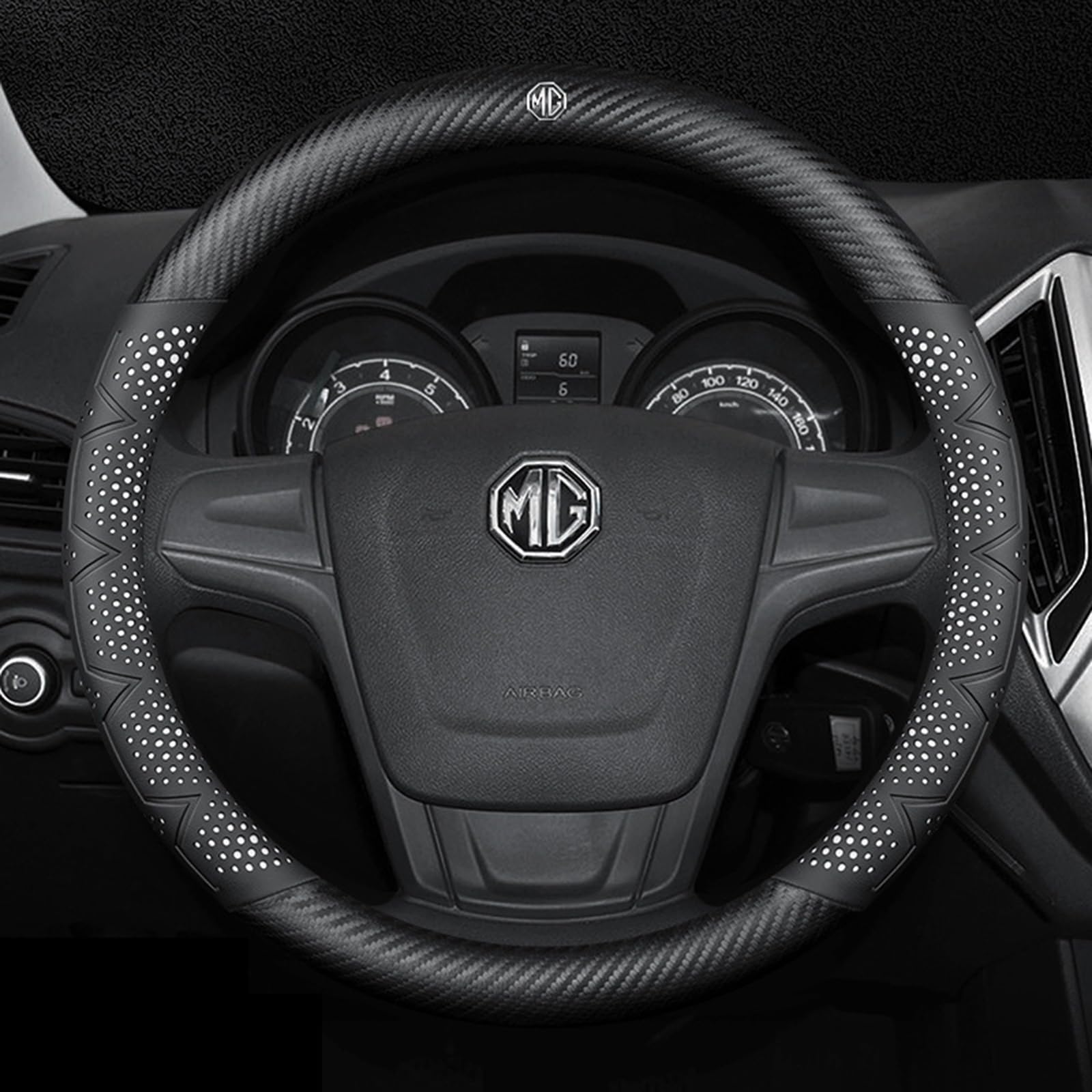 Auto Lenkradbezug Anti-Rutsch Lenkradhülle für MG GT Sedan 2021 2022 2023,Mikrofaser Leder Atmungsaktiv Steering Wheel Cover Autozubehör,B-White-O-Type von MKNHCGSZ