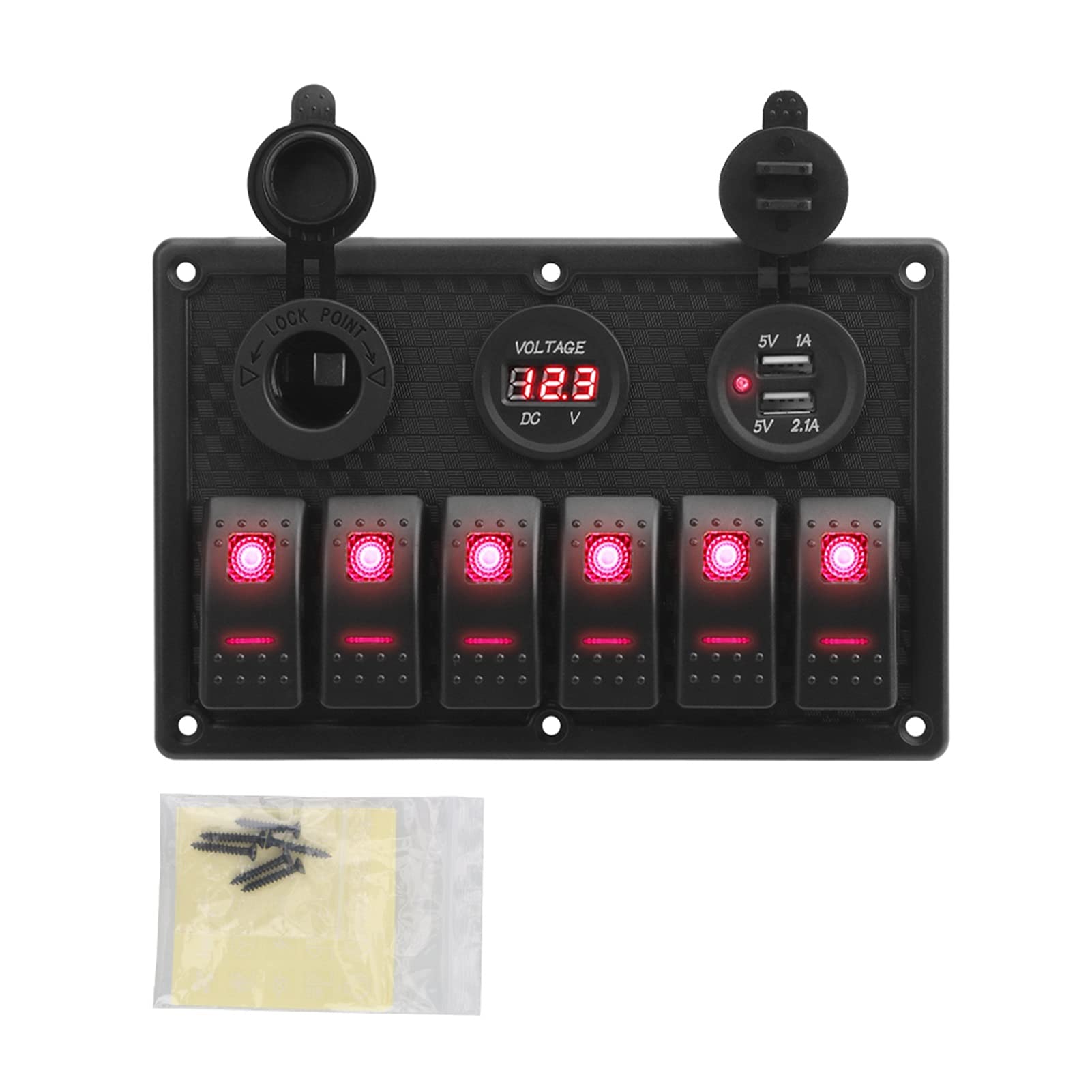 MKTKFVVEX 4.2a dual. USB Schlitzbuchse for Sicherung 6 Gang Rocker Switch Panel wasserdichte digitale Spannungsanzeige Schalter und Relais(1) von MKTKFVVEX