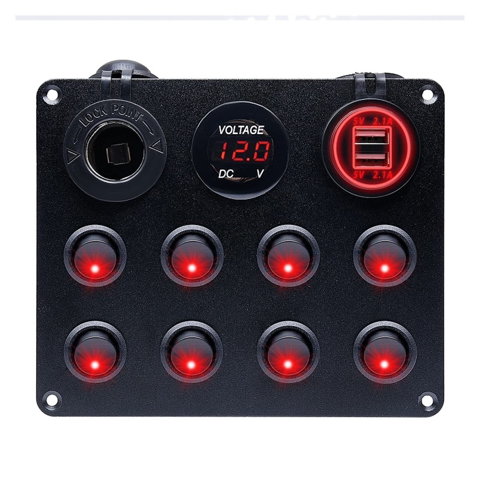 MKTKFVVEX 5/8 Gang-Taste TOVE Switch Panel USB Control Button Panel for Autoboot Rv. Lastwagen Atv utv. Camper Caravan Circuit Brake Schalter und Relais(8 Gang Red) von MKTKFVVEX