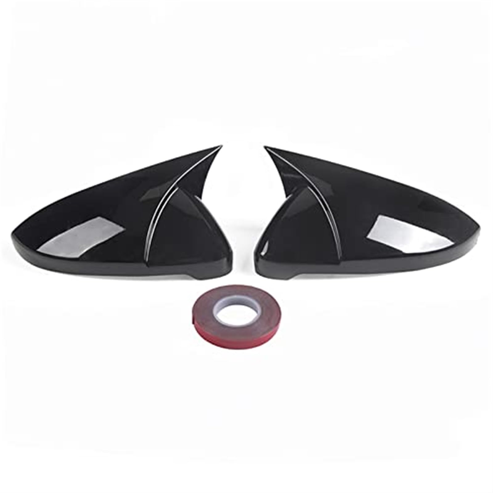 MKVAXR 2 Stück Hornform Seitenflügel Rückspiegelkappe Abdeckung, for Golf, MK7 MK7.5 GTI GTD R Base 2014-2019 Außenspiegel Ersatzteile Spiegelabdeckkappe(Glossy Black) von MKVAXR