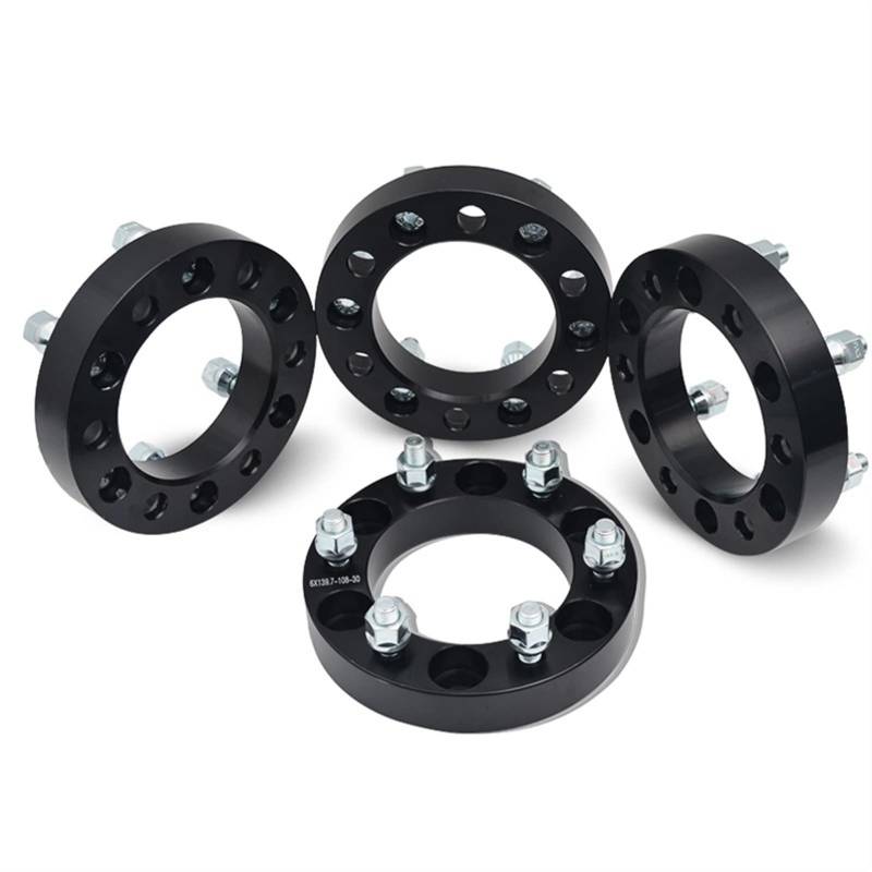 MKVAXR 4 STÜCKE 30mm Schwarz Eloxiert Aluminium Rad Spacer Adapter 6x139,7 6x5,5 "108CB Meisten 6 Lug Nabenzentrische Spurverbreiterungen von MKVAXR