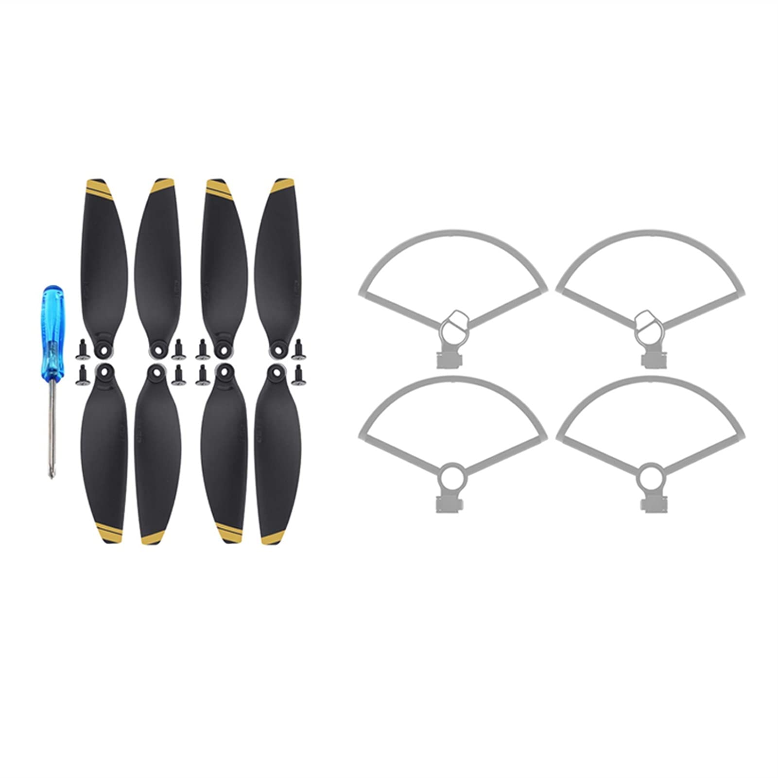 MKVAXR 4 STÜCKE Propellerschutz Schutz Drohne Zubehör Klinge Fens Props Flügelschraube Schnellverschluss Abdeckung Schutzset, for DJI, for Mavic, for Mini, Ersatzklingenteile(Bundle C Gold) von MKVAXR