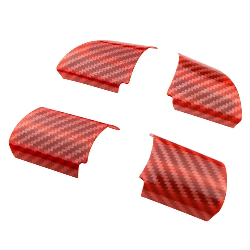 MKVAXR 4 Teile/Satz Innen Auto Lenkrad Panel Abdeckung Trim Aufkleber, for Ford, for Focus 2 MK2 2005-2011, Auto-Styling Aufkleber Zubehör Lenkradaufkleber(Carbon Fiber Red) von MKVAXR