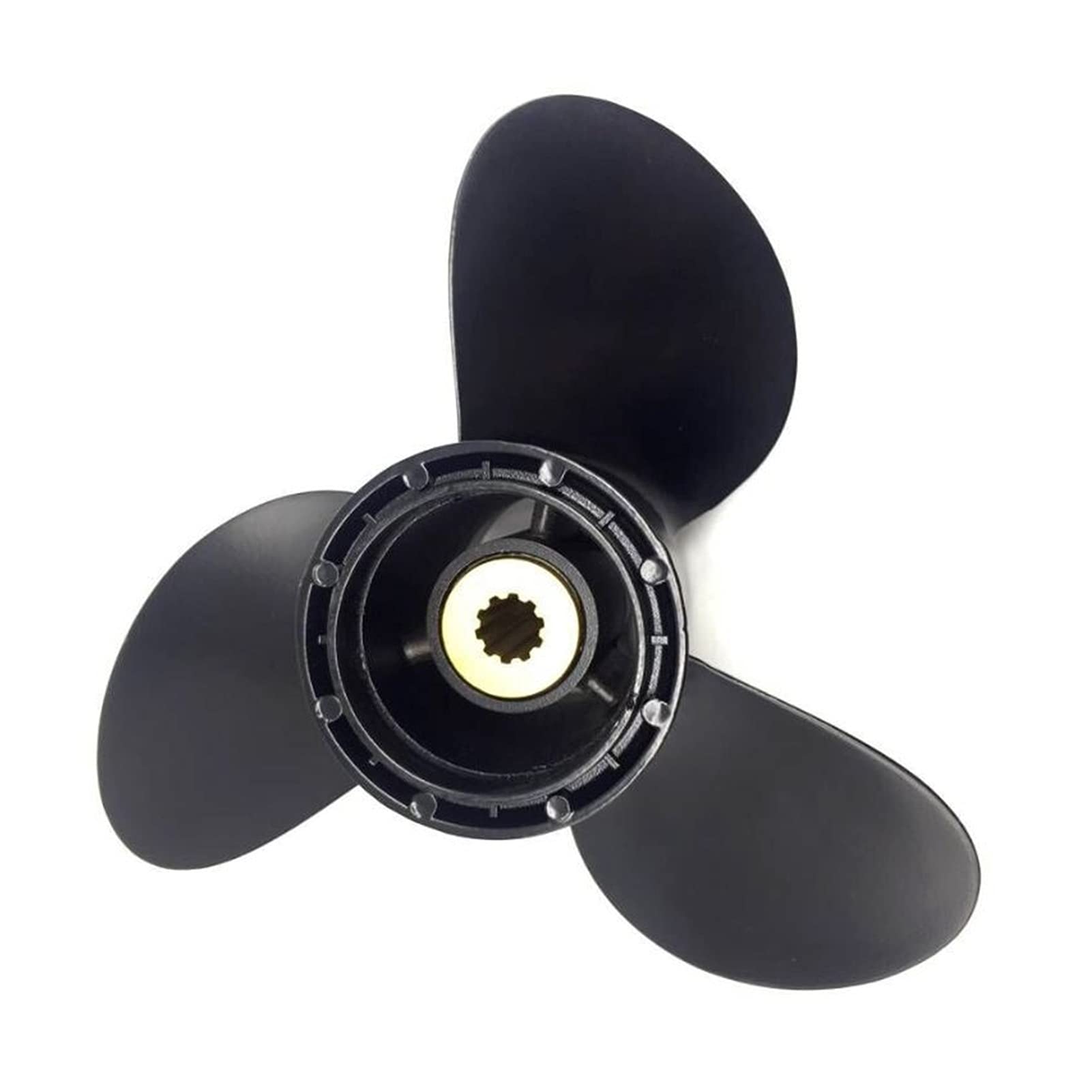 MKVAXR Aluminium-Boots-Außenbordpropeller, for Suzuki, 9,9–15 PS, schwarz, 3 Blätter, 10 Keilzähne, 9 1/4 x 11, 2020 Blade Marine Propeller von MKVAXR