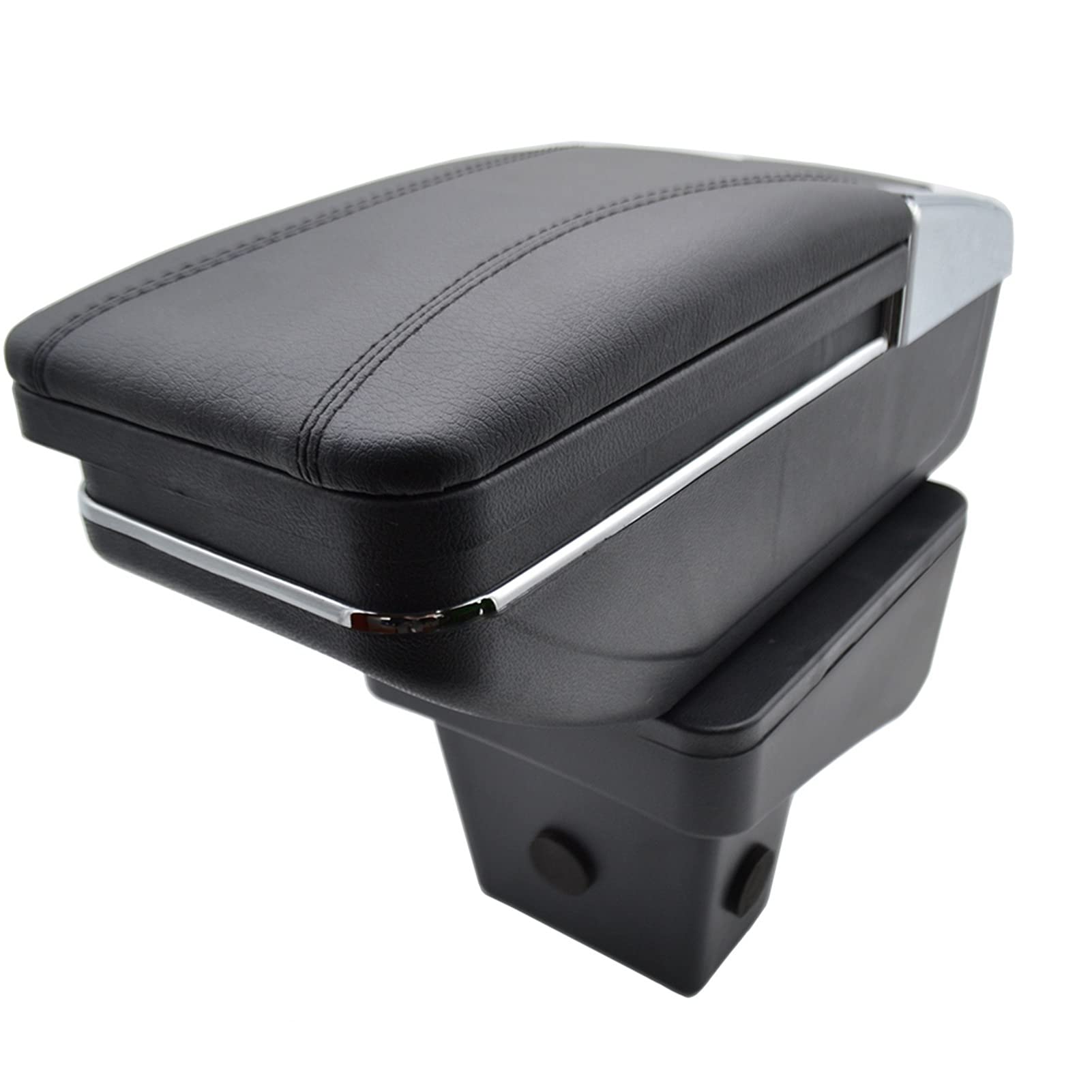 MKVAXR Aufbewahrungsbox, Inhalt der Armlehne, drehbarer Aschenbecher aus schwarzem Leder, for Suzuki, Vitara 2015–2019 Auto-Armlehnen-Konsolenbox(Black Thread) von MKVAXR