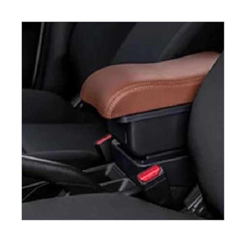 MKVAXR Auto-Armlehnen-Aufbewahrungsbox, Mittelkonsole mit USB-Innenzubehör, for Sx4 2006–2018, Autozubehör Auto-Armlehnen-Konsolenbox(Black A6 Brown No USB) von MKVAXR