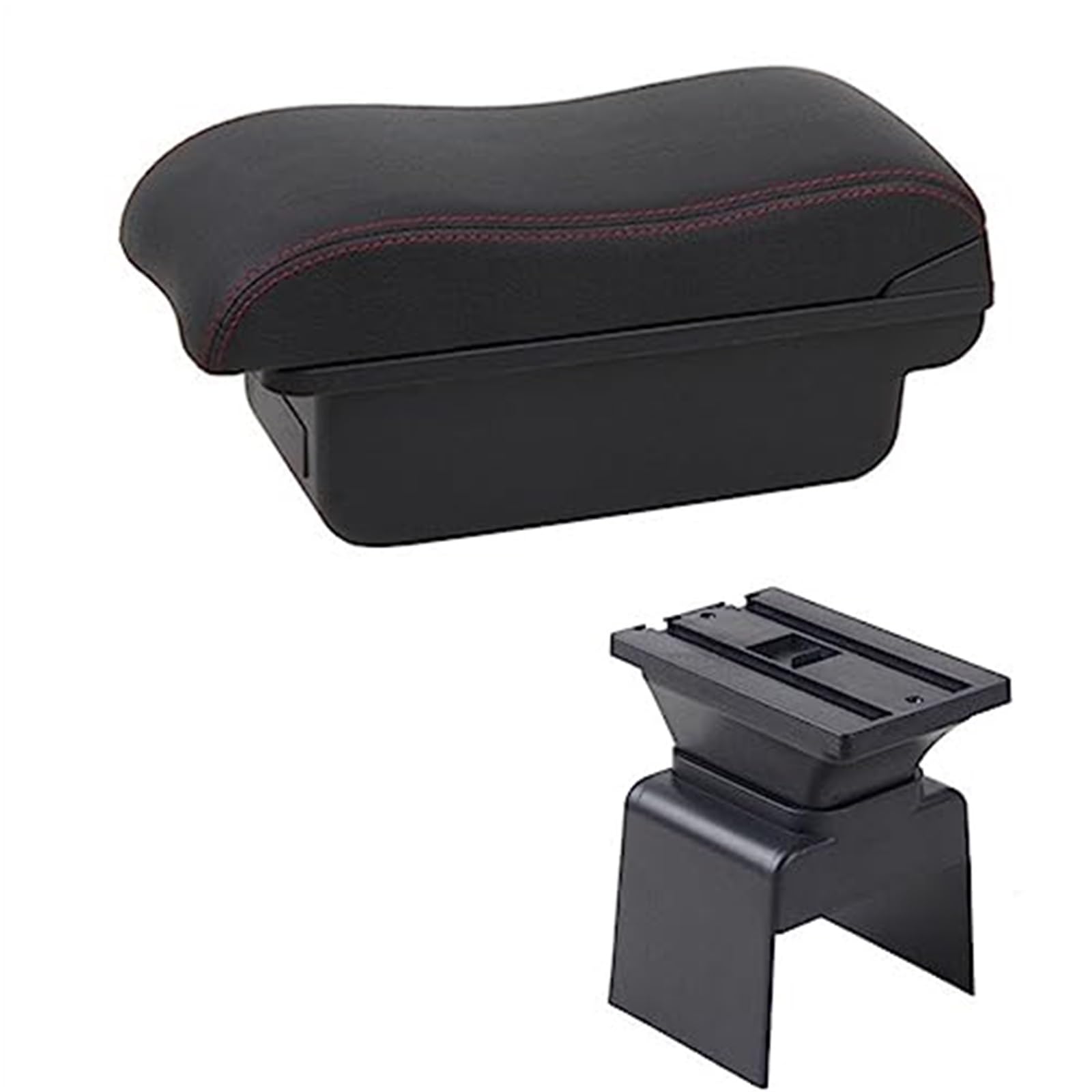 MKVAXR Auto-Armlehnenbox, Mittelkonsole, Aufbewahrungsbox, Auto-Styling, mit Getränkehalter, USB-Zubehör, for Peugeot, 307 Auto-Armlehnen-Konsolenbox(Black B2 Red Line) von MKVAXR