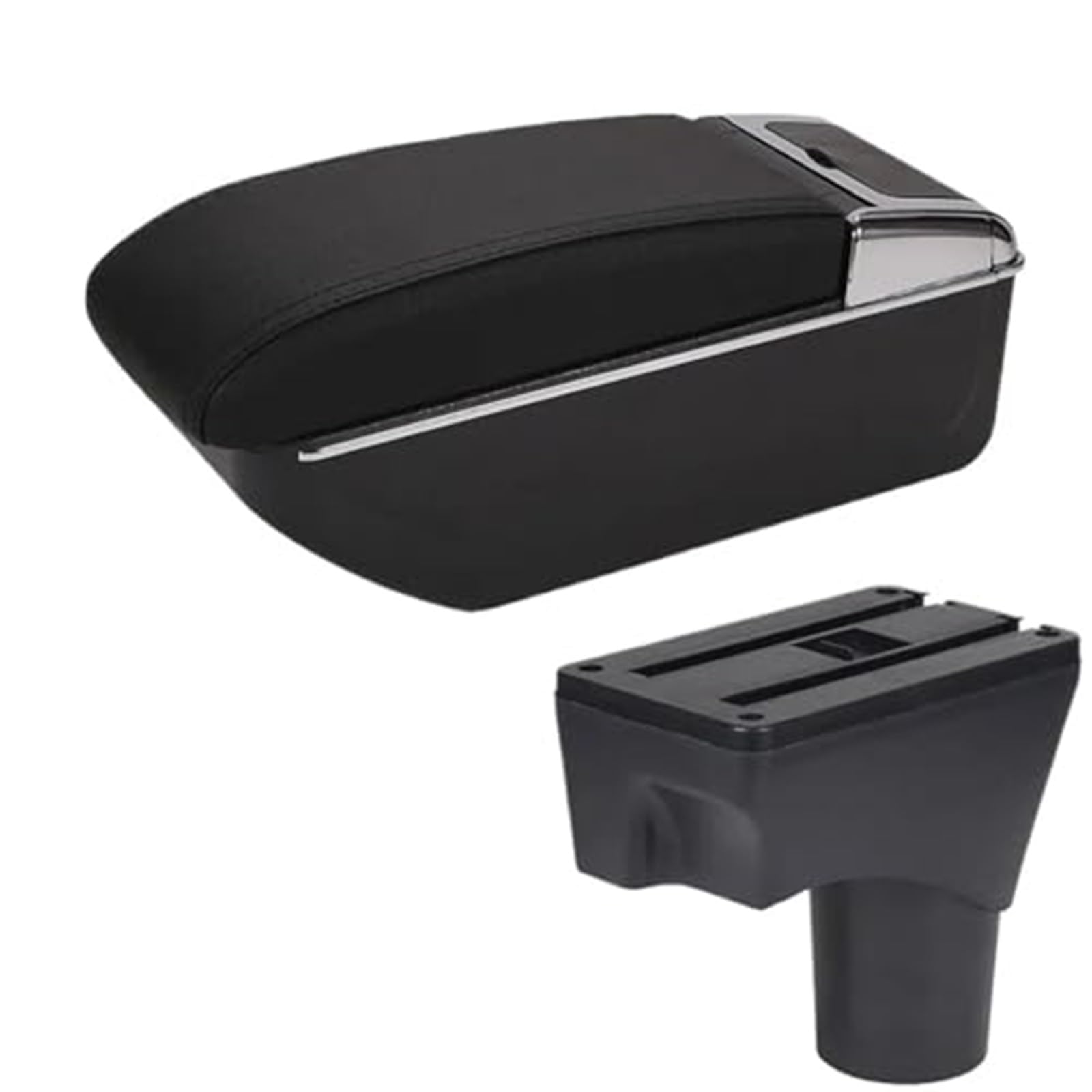 MKVAXR Auto-Armlehnenbox, Mittelkonsolen-Aufbewahrungsbox, for Nissan, for März, for Micra, K13 MK4 IV, for Sunny 2010–2022, Autozubehör Auto-Armlehnen-Konsolenbox(Black D2 Black Black Nousb) von MKVAXR