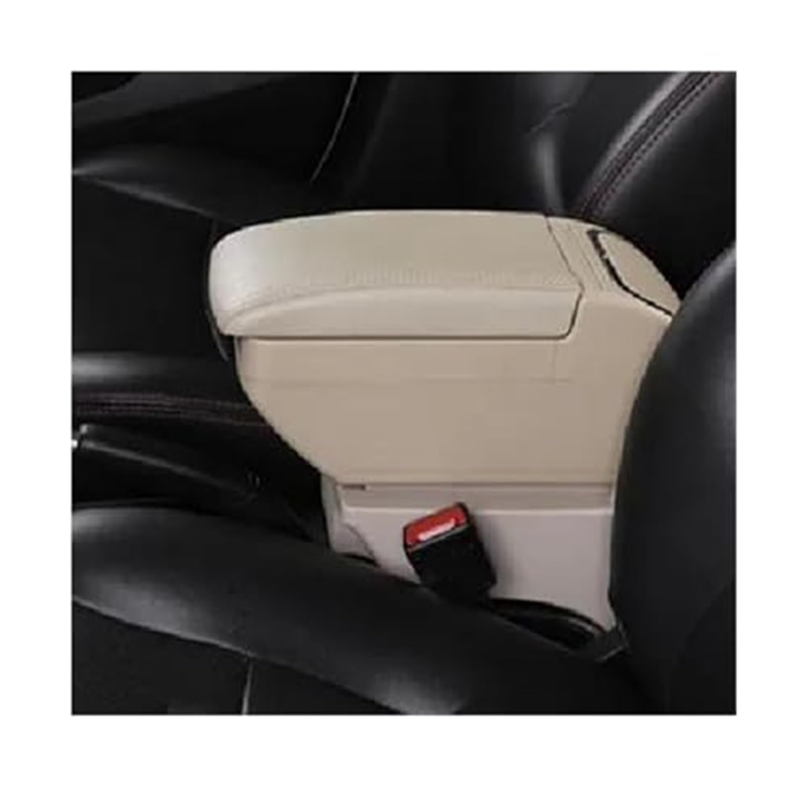 MKVAXR Auto-Armlehnenbox, Mittelkonsolen-Aufbewahrungsbox mit Getränkehalter, USB-Zubehör, for Chevrolet, for Sail 2010–2014, Autozubehör Auto-Armlehnen-Konsolenbox(Black F Beige No USB) von MKVAXR