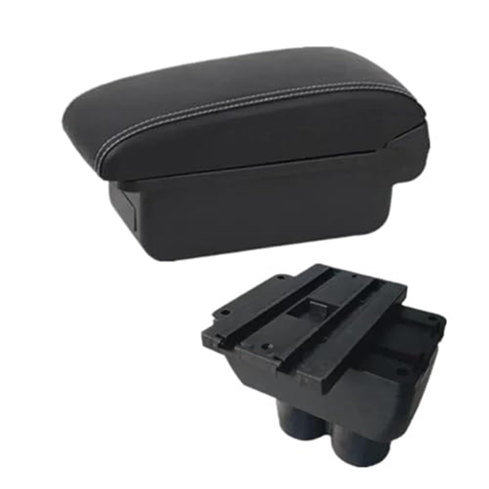 MKVAXR Auto-Armlehnenbox, zentrale Mittelkonsole, Aufbewahrungsbox mit USB, for VW, for Touran, for Caddy, Autozubehör Auto-Armlehnen-Konsolenbox(Black A3 White Line No USB) von MKVAXR