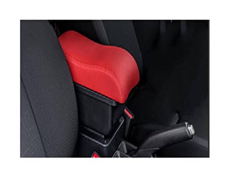 MKVAXR Auto-Styling-Zubehör, for Chevrolet, for Spark Car Armlehnenbox Innenmittelkonsole Aufbewahrungsbox Armlehne Auto-Armlehnen-Konsolenbox(Black A4 Red No USB) von MKVAXR