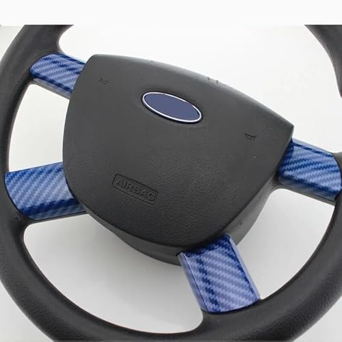 MKVAXR Auto for Ford, for Focus 2 MK2 2005–2014, Lenkrad-glänzende Abdeckung, dekorativer Lenkrad-Patch Lenkradaufkleber(Carbon Fiber Blue) von MKVAXR