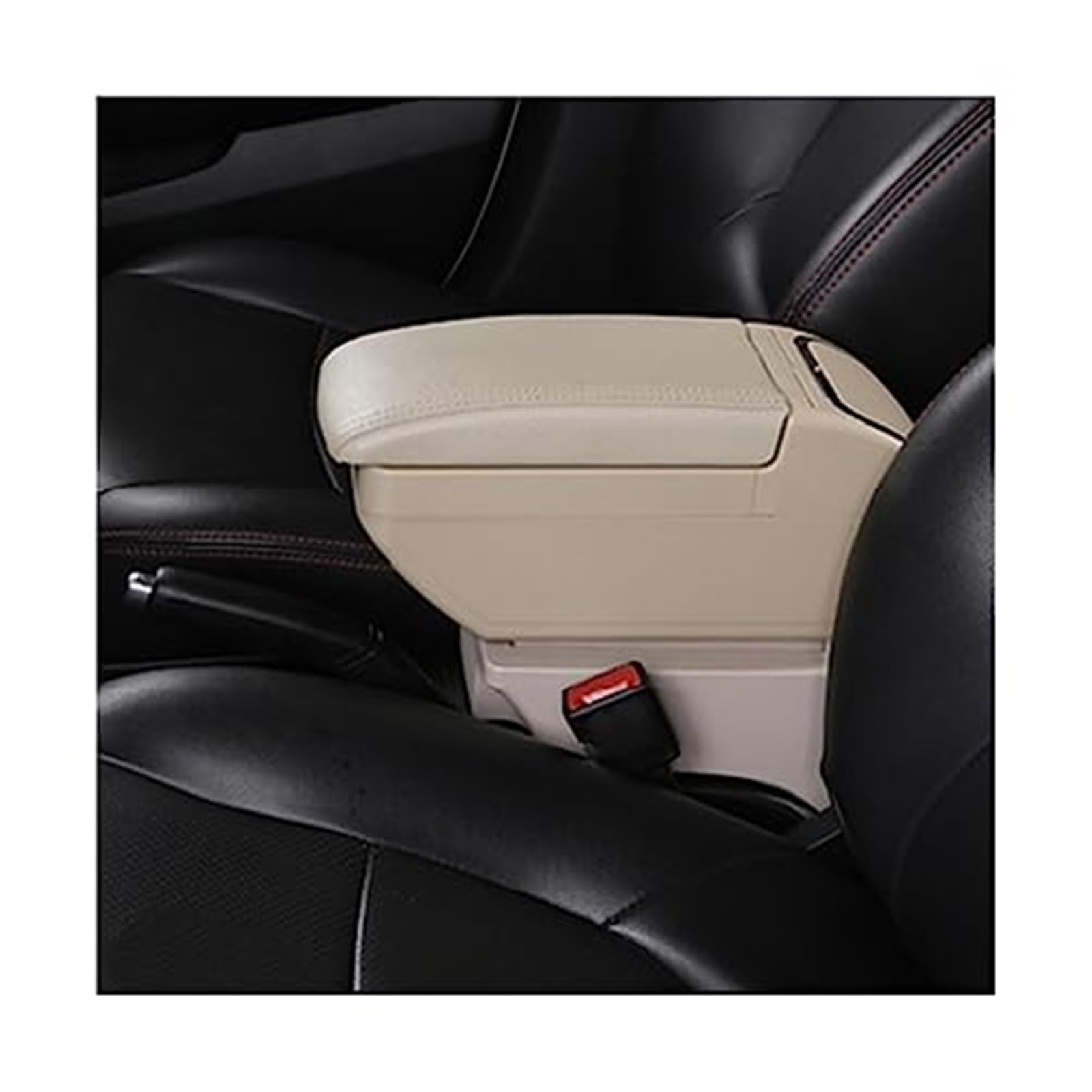 MKVAXR Autozubehör, for Toyota, for Yaris Hybrid, for Vitz Auto-Armlehnenbox, USB-Mittelkonsolen-Aufbewahrungsbox Auto-Armlehnen-Konsolenbox(Black F Beige No USB) von MKVAXR