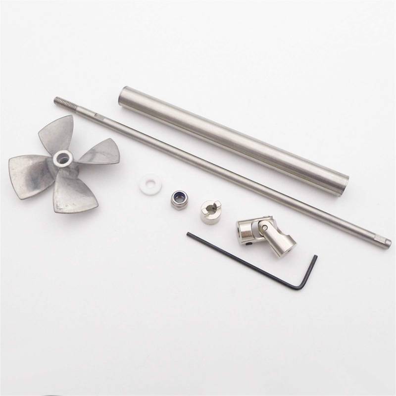 MKVAXR Boot 4mm Antriebswelle Wellenhülse 4-Blatt Metall Propeller Gelenk Kupplung Kit RC Boot Marine Angeln Köder Schlepper ROV Blade Marine Propeller(L10cm Coupler 5.0mm) von MKVAXR