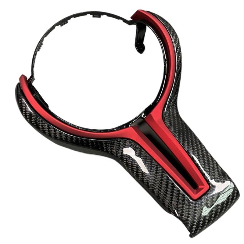 MKVAXR Ersetzte Lenkradverkleidung aus Kohlefaser, for, M2 F87 M3 F80 M4 F82 M5 F10 M6 F06 X5M X6M M-Sport F30 Verkleidung der Lenkradtasten(Style 6 Red) von MKVAXR